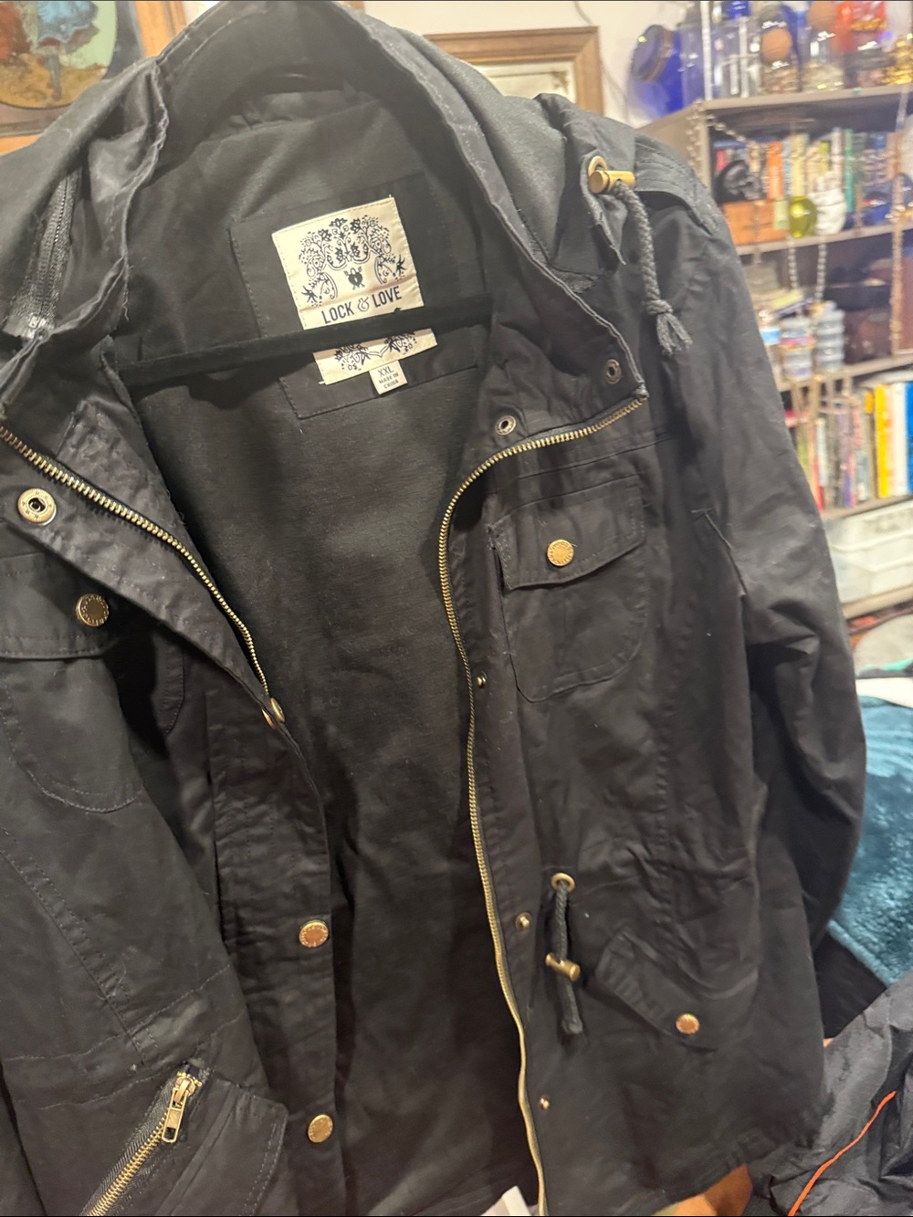 Lock & Love Women's Black Military Field Jacket